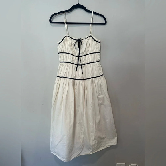 Momni Monochromatic Black and White with Contrast Lining Midi Dress Small 1543 - Picture 3 of 13